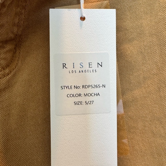 Women’s Risen Distressed Caramel Brown cropped Jeans 5/27 - Picture 2 of 5